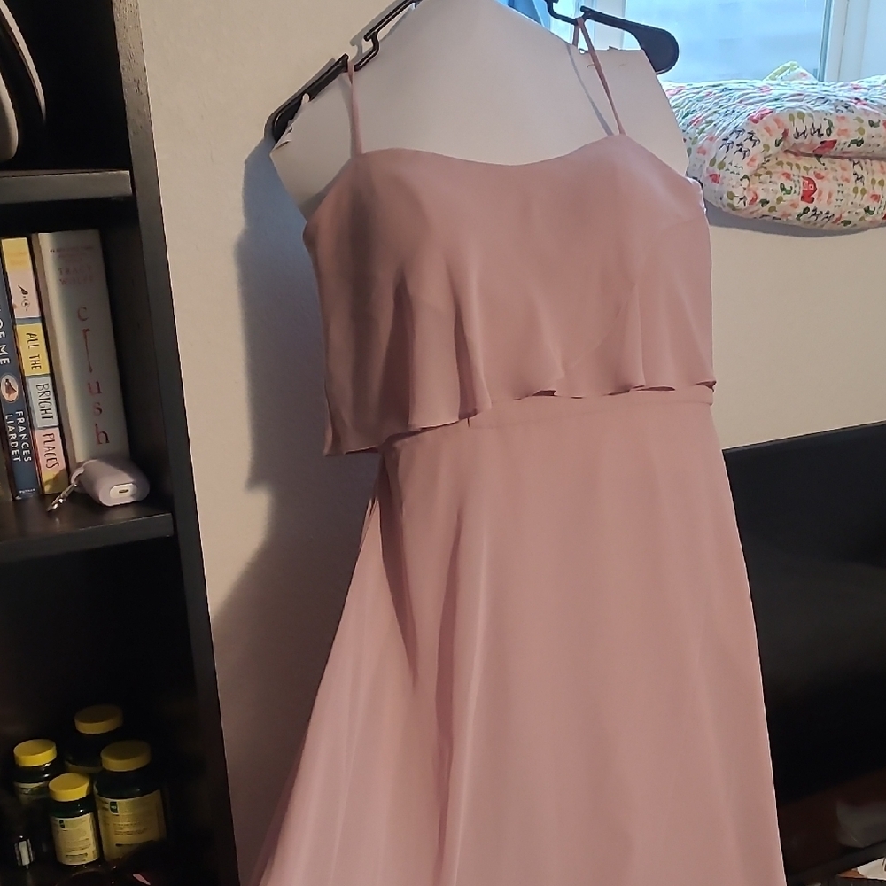 Pink Ruffled Tiered Sundress for Wedding Guest